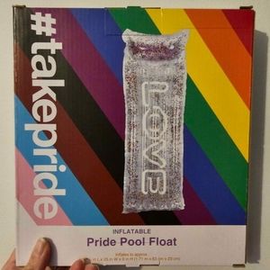 NWT Inflatable clear GLITTER Pride Love Pool Float
